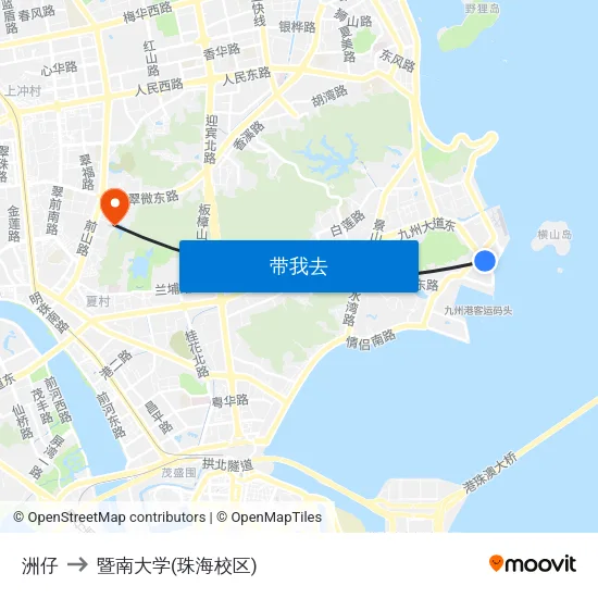 洲仔 to 暨南大学(珠海校区) map