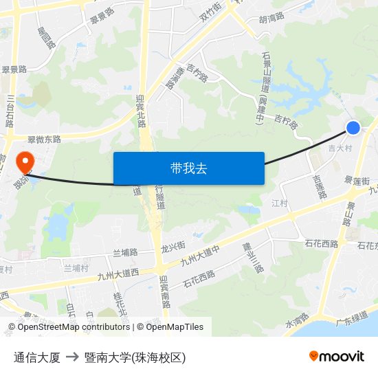 通信大厦 to 暨南大学(珠海校区) map