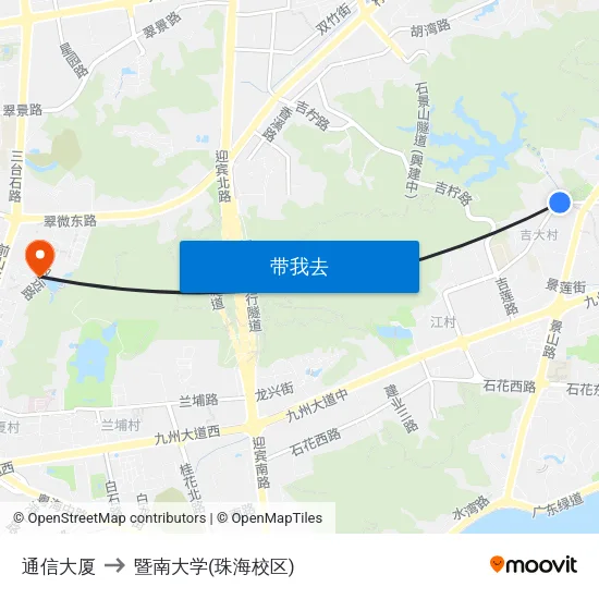 通信大厦 to 暨南大学(珠海校区) map