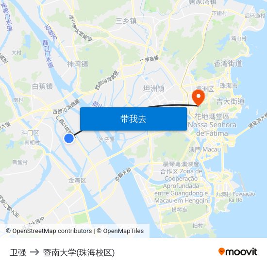 卫强 to 暨南大学(珠海校区) map