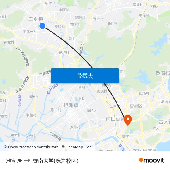 雅湖居 to 暨南大学(珠海校区) map