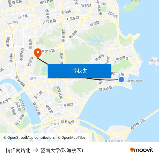 情侣南路北 to 暨南大学(珠海校区) map