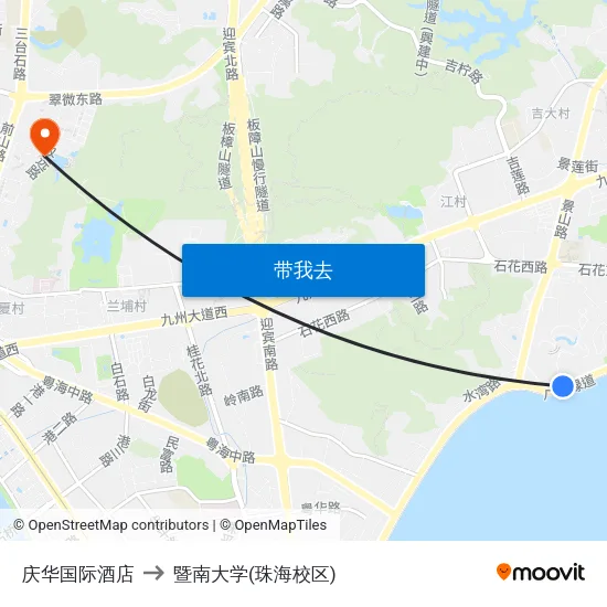 庆华国际酒店 to 暨南大学(珠海校区) map