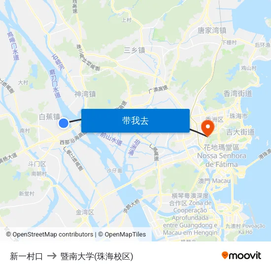 新一村口 to 暨南大学(珠海校区) map