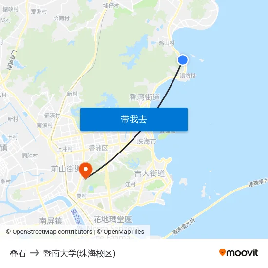 叠石 to 暨南大学(珠海校区) map