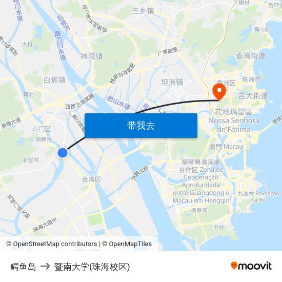 鳄鱼岛 to 暨南大学(珠海校区) map