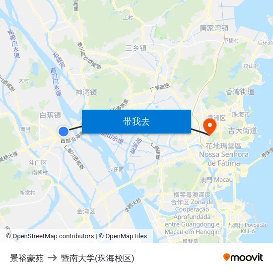 景裕豪苑 to 暨南大学(珠海校区) map