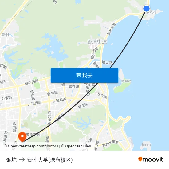 银坑 to 暨南大学(珠海校区) map