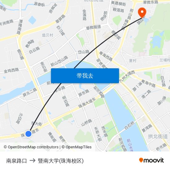 南泉路口 to 暨南大学(珠海校区) map