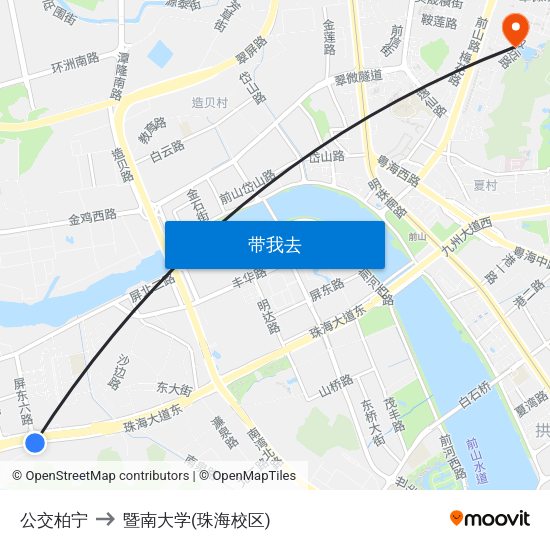 公交柏宁 to 暨南大学(珠海校区) map