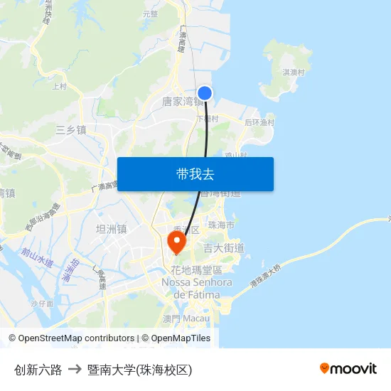 创新六路 to 暨南大学(珠海校区) map