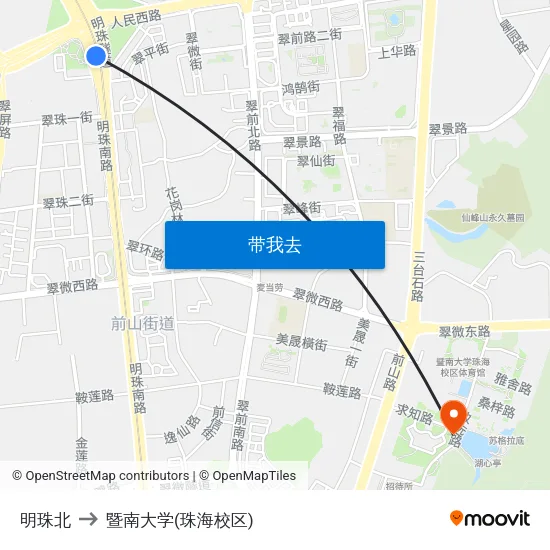 明珠北 to 暨南大学(珠海校区) map