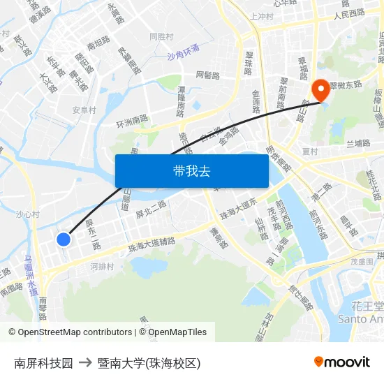 南屏科技园 to 暨南大学(珠海校区) map