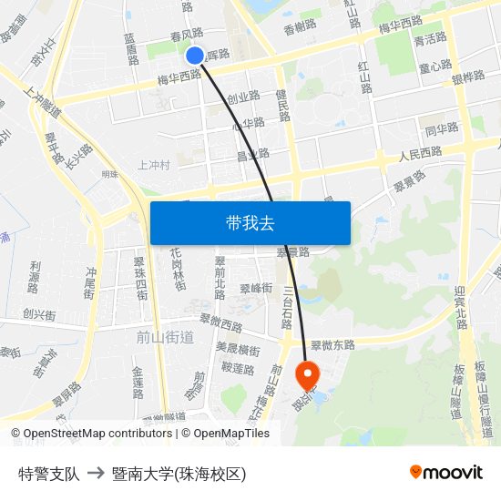 特警支队 to 暨南大学(珠海校区) map