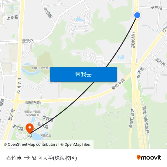 石竹苑 to 暨南大学(珠海校区) map