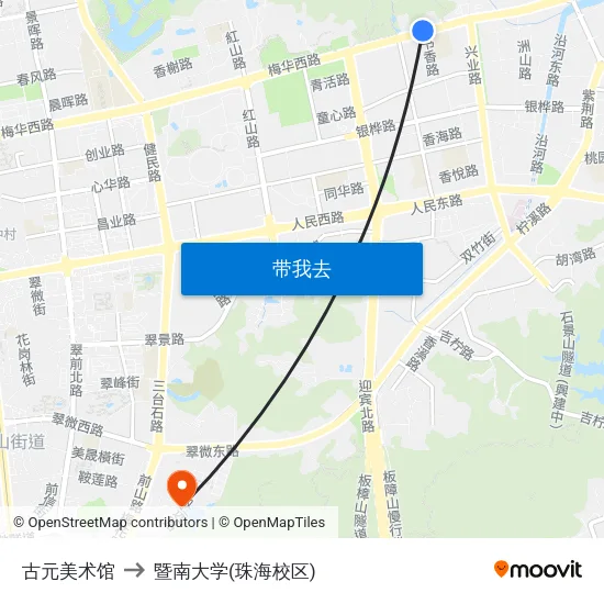 古元美术馆 to 暨南大学(珠海校区) map