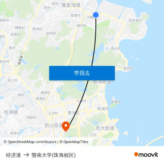 经济港 to 暨南大学(珠海校区) map