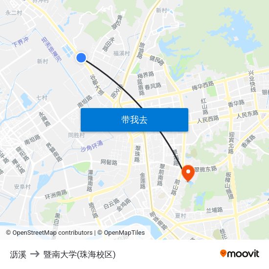沥溪 to 暨南大学(珠海校区) map