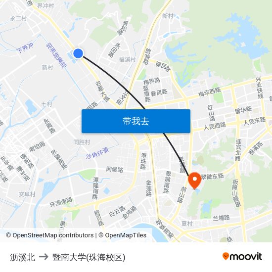沥溪北 to 暨南大学(珠海校区) map