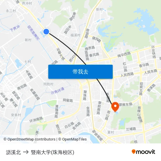 沥溪北 to 暨南大学(珠海校区) map