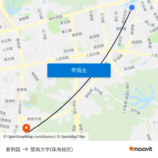 紫荆园 to 暨南大学(珠海校区) map