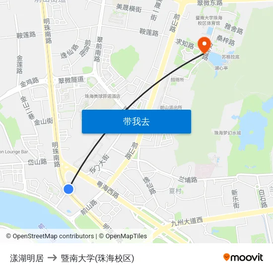漾湖明居 to 暨南大学(珠海校区) map