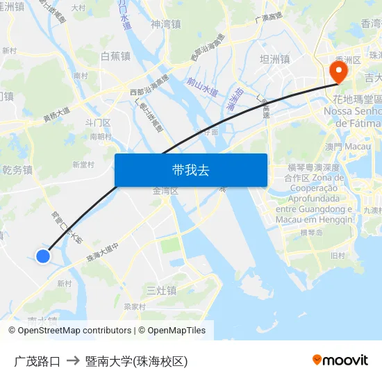 广茂路口 to 暨南大学(珠海校区) map