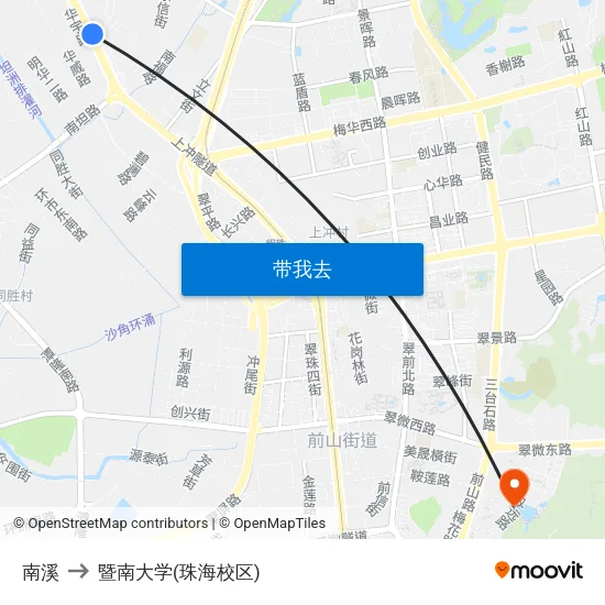 南溪 to 暨南大学(珠海校区) map