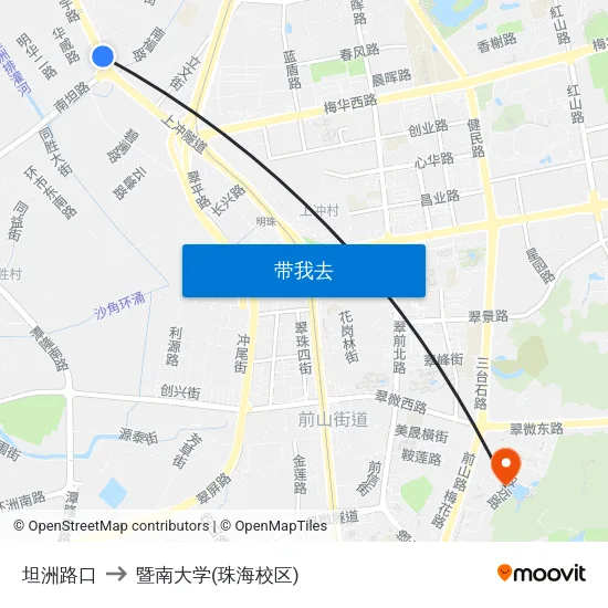 坦洲路口 to 暨南大学(珠海校区) map