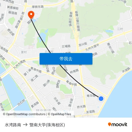 水湾路南 to 暨南大学(珠海校区) map