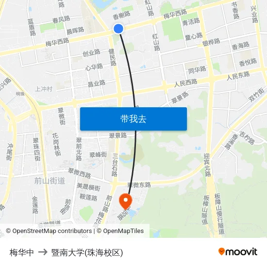 梅华中 to 暨南大学(珠海校区) map