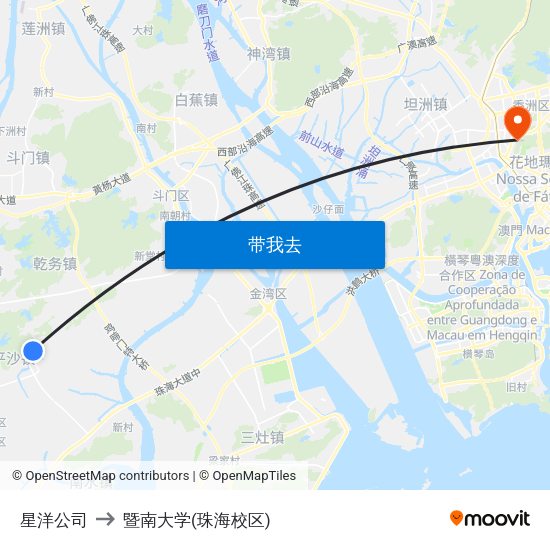 星洋公司 to 暨南大学(珠海校区) map