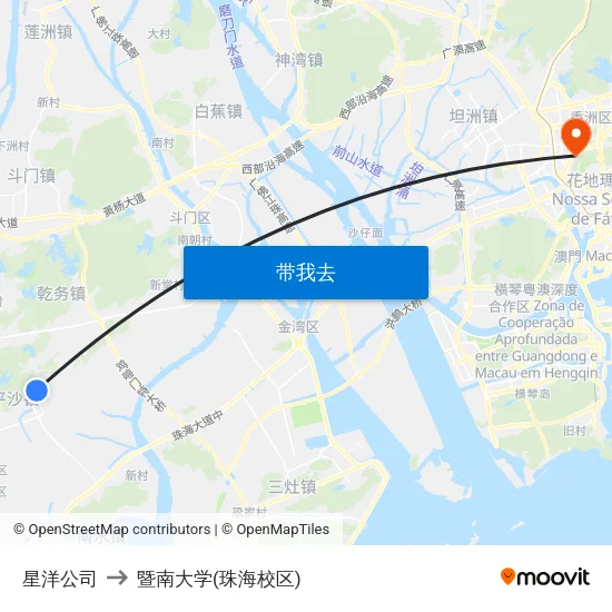 星洋公司 to 暨南大学(珠海校区) map