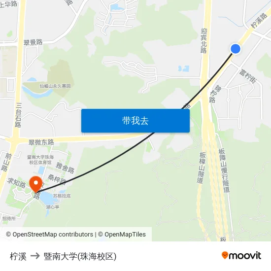 柠溪 to 暨南大学(珠海校区) map