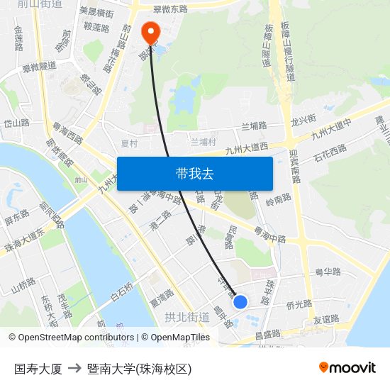 国寿大厦 to 暨南大学(珠海校区) map