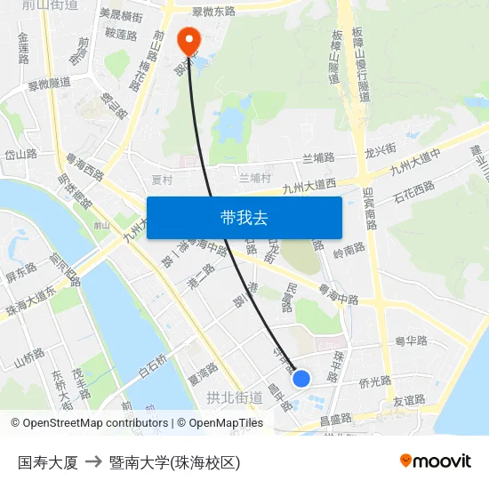 国寿大厦 to 暨南大学(珠海校区) map