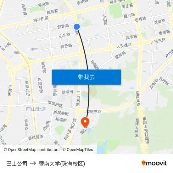 巴士公司 to 暨南大学(珠海校区) map