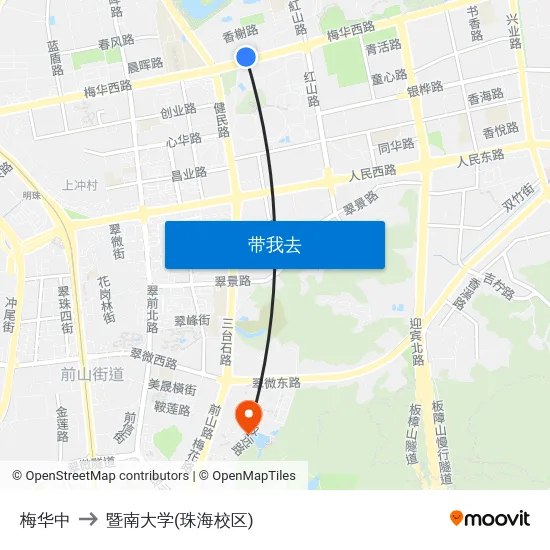 梅华中 to 暨南大学(珠海校区) map
