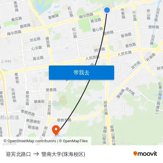 迎宾北路口 to 暨南大学(珠海校区) map