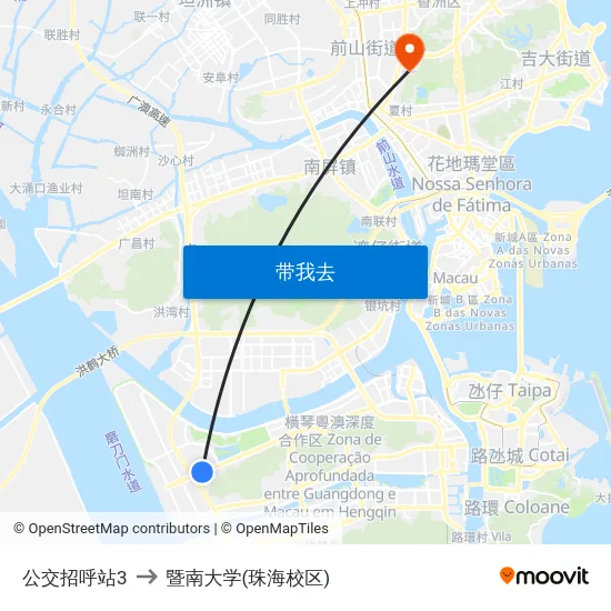 公交招呼站3 to 暨南大学(珠海校区) map