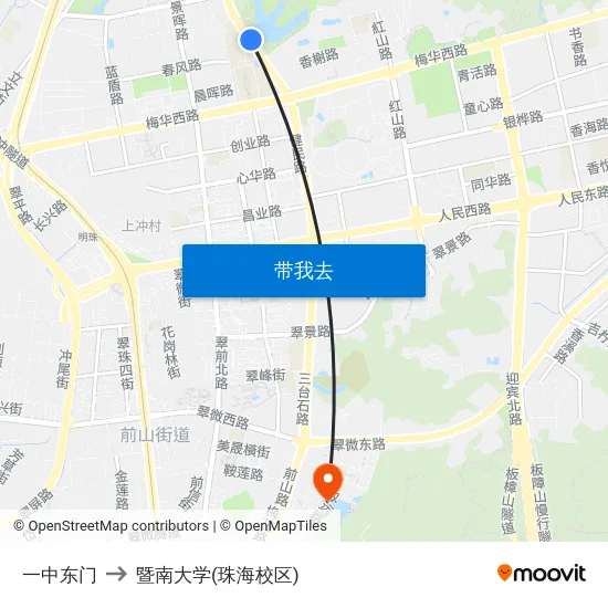 一中东门 to 暨南大学(珠海校区) map