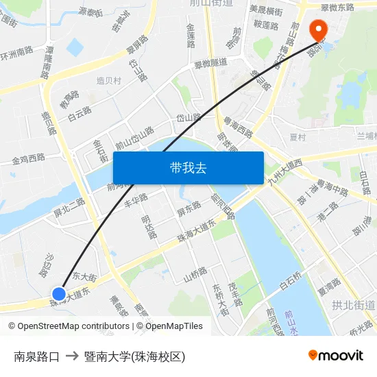 南泉路口 to 暨南大学(珠海校区) map