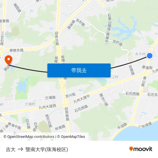 吉大 to 暨南大学(珠海校区) map