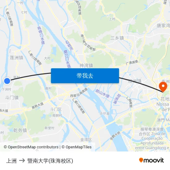 上洲 to 暨南大学(珠海校区) map