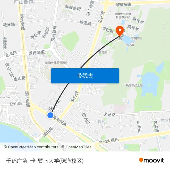 千鹤广场 to 暨南大学(珠海校区) map