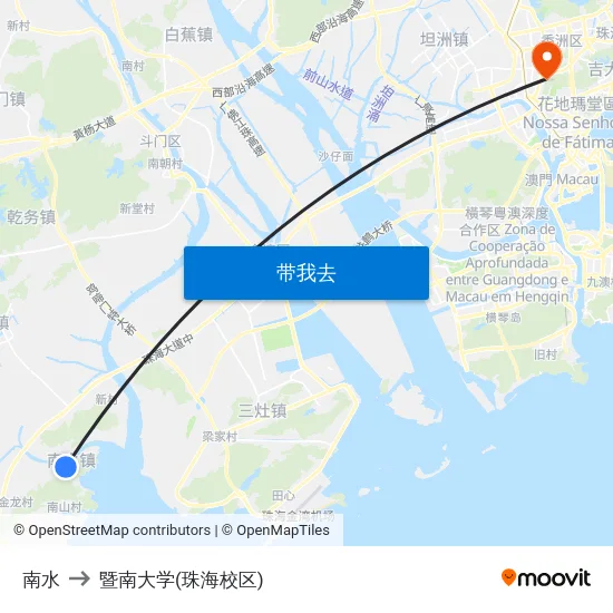 南水 to 暨南大学(珠海校区) map