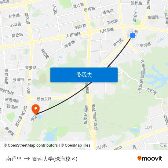 南香里 to 暨南大学(珠海校区) map