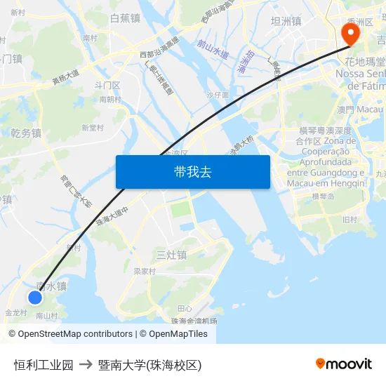 恒利工业园 to 暨南大学(珠海校区) map