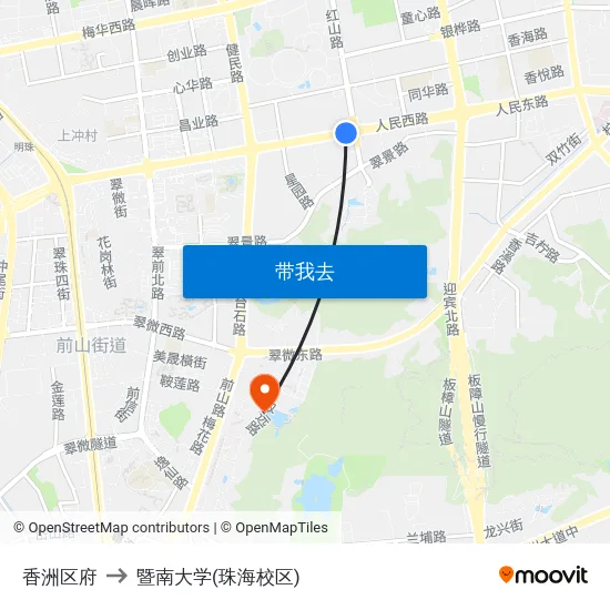 香洲区府 to 暨南大学(珠海校区) map