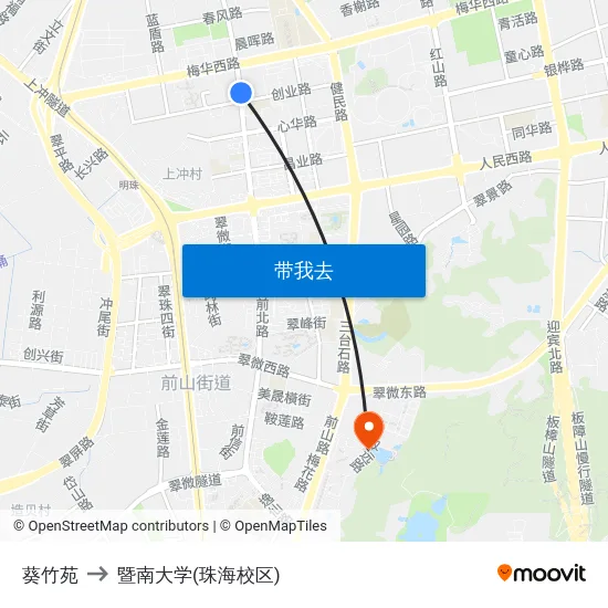 葵竹苑 to 暨南大学(珠海校区) map